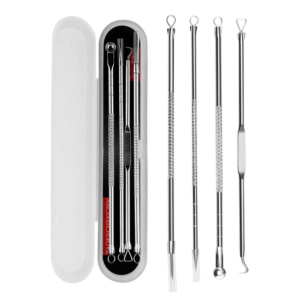 4Pc/Set Acne Blemish Remover Blackhead Extractor Black Dots Cleaner Needles Set Black Spots Pore Cleanser Tool